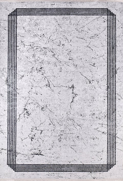 Grey Area Rug – Digital Print Frame Carpet | Antibacterial Non-Slip Stylish Floor Covering