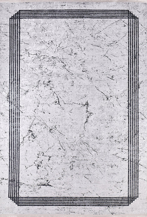 Grey Area Rug – Digital Print Frame Carpet | Antibacterial Non-Slip Stylish Floor Covering