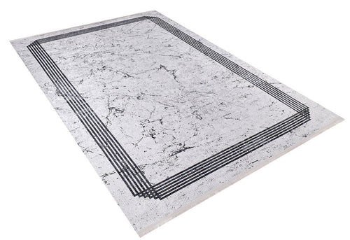 Grey Area Rug – Digital Print Frame Carpet | Antibacterial Non-Slip Stylish Floor Covering