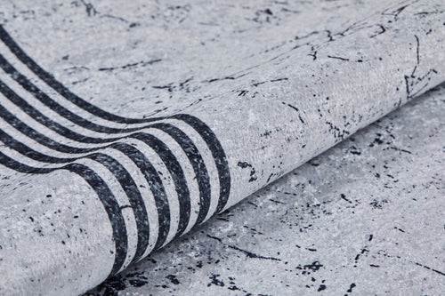 Grey Area Rug – Digital Print Frame Carpet | Antibacterial Non-Slip Stylish Floor Covering