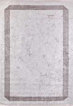 Digital Print Area Rug – Beige Frame Design, Antibacterial Non Slip Carpet