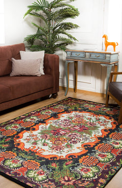 Floral Area Rug - Digital Print Rug | Non Slip, Antibacterial, Washable Carpet