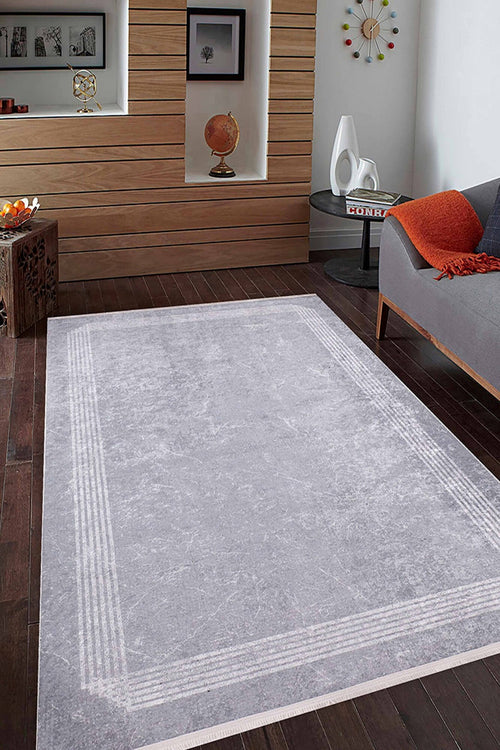 Kolomna Grey Frame Digital Print Area Rug