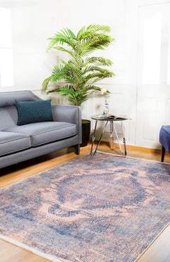 Blue Area Rug - Classic Digital Print Non Slip Antibacterial Carpet for Living Room