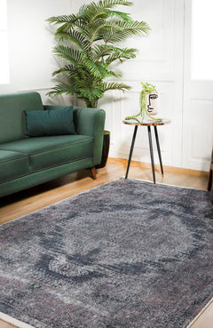 Classic Area Rug – Anthracite Digital Print Non Slip Washable Carpet
