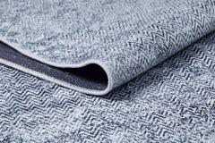 Tuymazi Blue Modern Zigzag Digital Print Area Rug