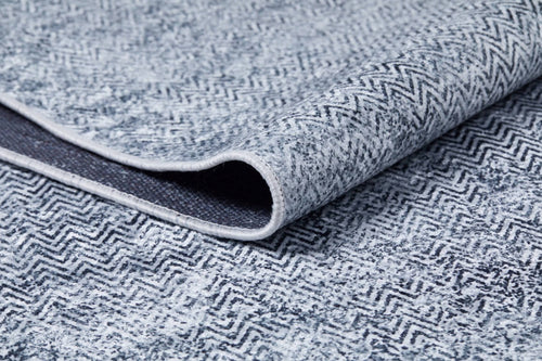 Tuymazi Blue Modern Zigzag Digital Print Area Rug