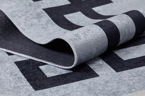 Digital Print Area Rug - Grey Frame Stylish Non Slip Antibacterial Carpet