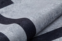 Digital Print Area Rug - Grey Frame Stylish Non Slip Antibacterial Carpet