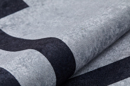 Digital Print Area Rug - Grey Frame Stylish Non Slip Antibacterial Carpet