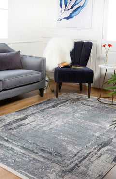 Modern Digital Print Rug - Grey Area Rugs | Non Slip Antibacterial Carpet