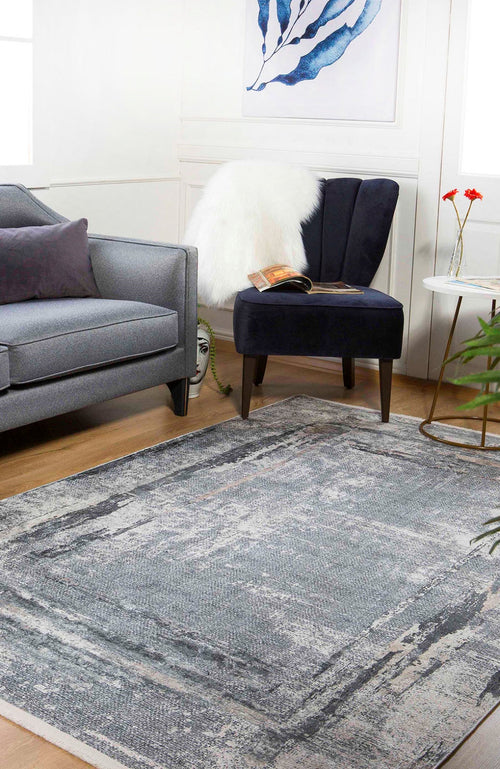 Modern Digital Print Rug - Grey Area Rugs | Non Slip Antibacterial Carpet