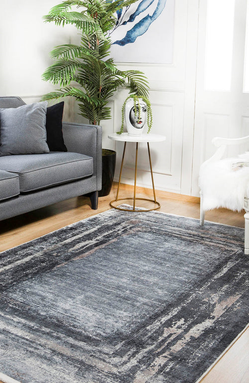 Modern Area Rug – Anthracite Digital Print Non Slip Washable Carpet