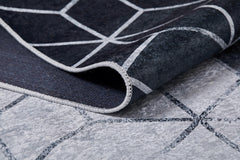 Grey Geometric Area Rug | Modern Digital Design Carpet - Allergy Friendly, Dust Free, Non Slip