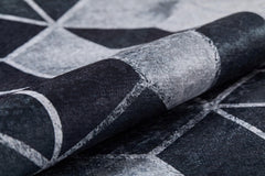 Grey Geometric Area Rug | Modern Digital Design Carpet - Allergy Friendly, Dust Free, Non Slip