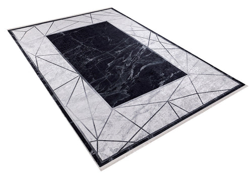 Digital Print Area Rug – Black Frame Non Slip Carpet for Living Room & Kitchen