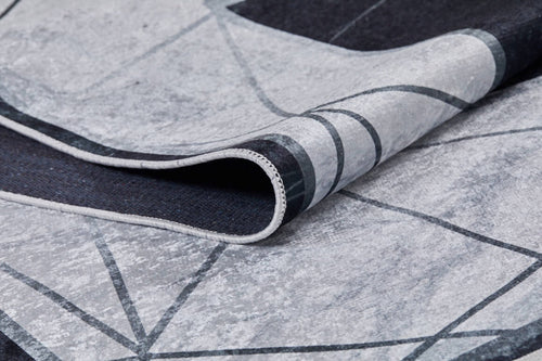 Digital Print Area Rug – Black Frame Non Slip Carpet for Living Room & Kitchen