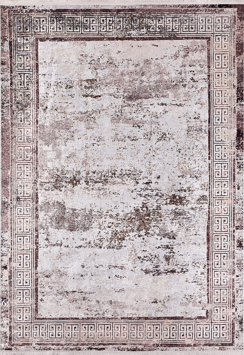 Beige Area Rug – Digital Print Frame Style Non Slip Washable Carpet for Living Room