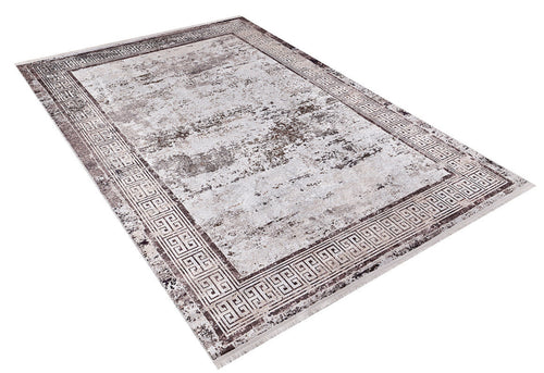 Beige Area Rug – Digital Print Frame Style Non Slip Washable Carpet for Living Room