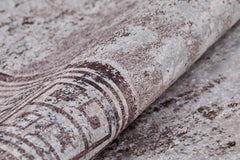 Beige Area Rug – Digital Print Frame Style Non Slip Washable Carpet for Living Room