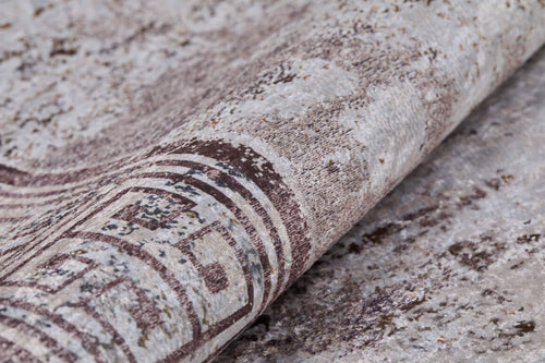 Beige Area Rug – Digital Print Frame Style Non Slip Washable Carpet for Living Room