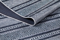 Digital Print Area Rug - Anthracite Striped Non Slip Washable Carpet