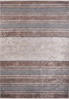Brown Striped Area Rug - High Quality Digital Print Rug | Non Slip, Allergy Friendly Carpet