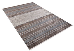 Brown Striped Area Rug - High Quality Digital Print Rug | Non Slip, Allergy Friendly Carpet