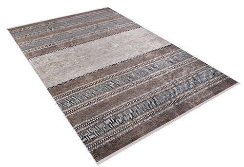 Brown Striped Area Rug - High Quality Digital Print Rug | Non Slip, Allergy Friendly Carpet
