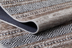Brown Striped Area Rug - High Quality Digital Print Rug | Non Slip, Allergy Friendly Carpet