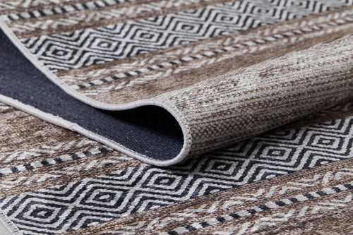 Brown Striped Area Rug - High Quality Digital Print Rug | Non Slip, Allergy Friendly Carpet