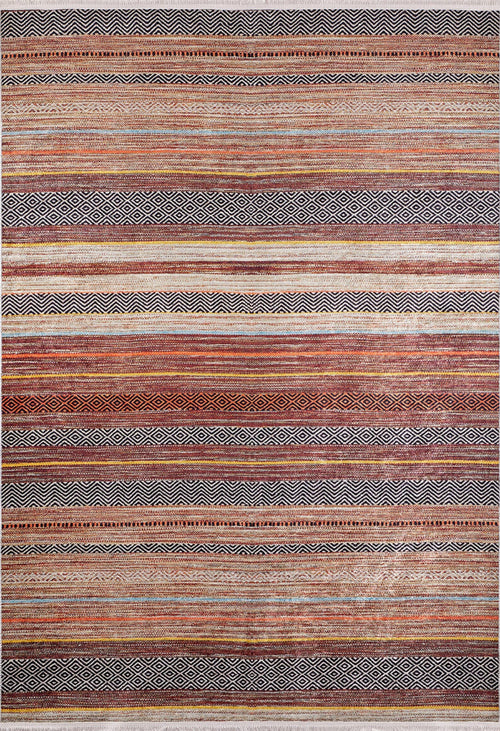 Brown Striped Area Rug – Digital Print Rug | Antibacterial, Non Slip Carpet