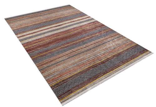 Brown Striped Area Rug – Digital Print Rug | Antibacterial, Non Slip Carpet