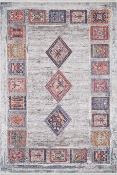 Grey Geometric Area Rug - Digital Print Non Slip Antibacterial Carpet for Living Room