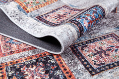 Grey Geometric Area Rug - Digital Print Non Slip Antibacterial Carpet for Living Room