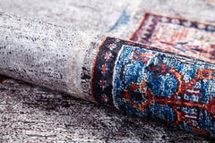 Grey Geometric Area Rug - Digital Print Non Slip Antibacterial Carpet for Living Room