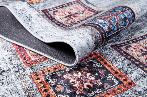 Grey Geometric Area Rug - Digital Print, Non Slip, Antibacterial Carpet for Living Room