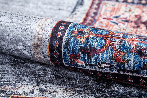 Grey Geometric Area Rug - Digital Print, Non Slip, Antibacterial Carpet for Living Room