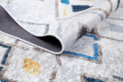 Beige Geometric Area Rug – Modern Digital Print Rug | Non Slip Carpet