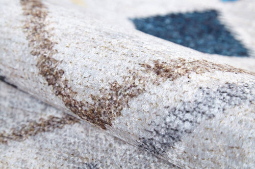 Beige Geometric Area Rug – Modern Digital Print Rug | Non Slip Carpet