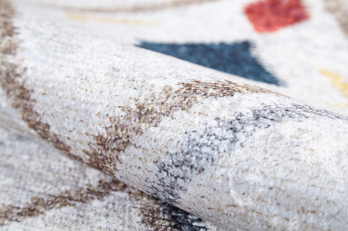 Grey Geometric Area Rug – Digital Print Non Slip Carpet for Living Room & Kitchen