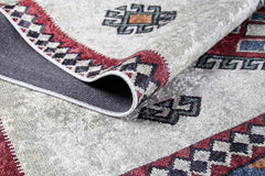 Beige Geometric Area Rug - Digital Print Non Slip Washable Carpet for Living Room