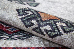 Beige Geometric Area Rug - Digital Print Non Slip Washable Carpet for Living Room