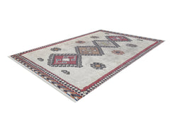Beige Geometric Area Rug - Digital Print Non Slip Washable Carpet for Living Room