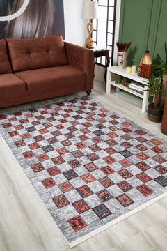 Grey Geometric Area Rug | Modern Area Rug with Digital Print | Antibacterial, Dust Free Carpet