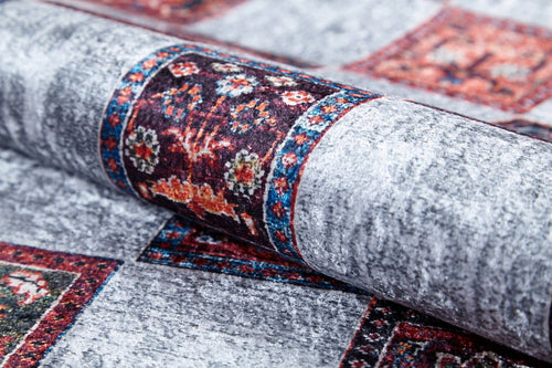 Grey Geometric Area Rug | Modern Area Rug with Digital Print | Antibacterial, Dust Free Carpet