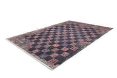 Black Geometric Area Rug – Digital Print, Non Slip, Antibacterial Carpet for Living Room