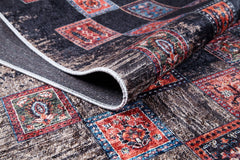 Black Geometric Area Rug – Digital Print, Non Slip, Antibacterial Carpet for Living Room