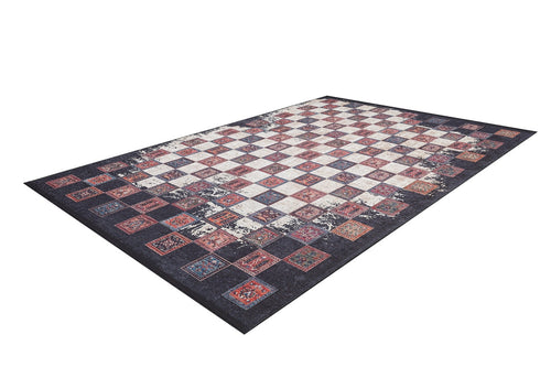 Black Geometric Area Rug - Digital Print Rug, Non Slip Carpet for Living Room