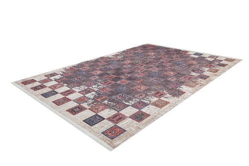 Geometric Area Rug - Non Slip Brown Digital Print Carpet for Living Room